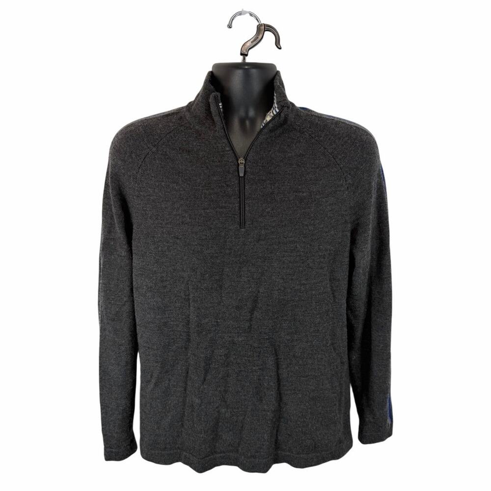 SKYR Merino Wool 1/4 Zip Pullover Sweater Grey Size Large Preppy Winter